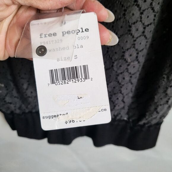 FREE PEOPLE BLACK NEW ROMANTICS SLEEVELESS LACE SHEER TANK NWT SZ S - Picture 7 of 11